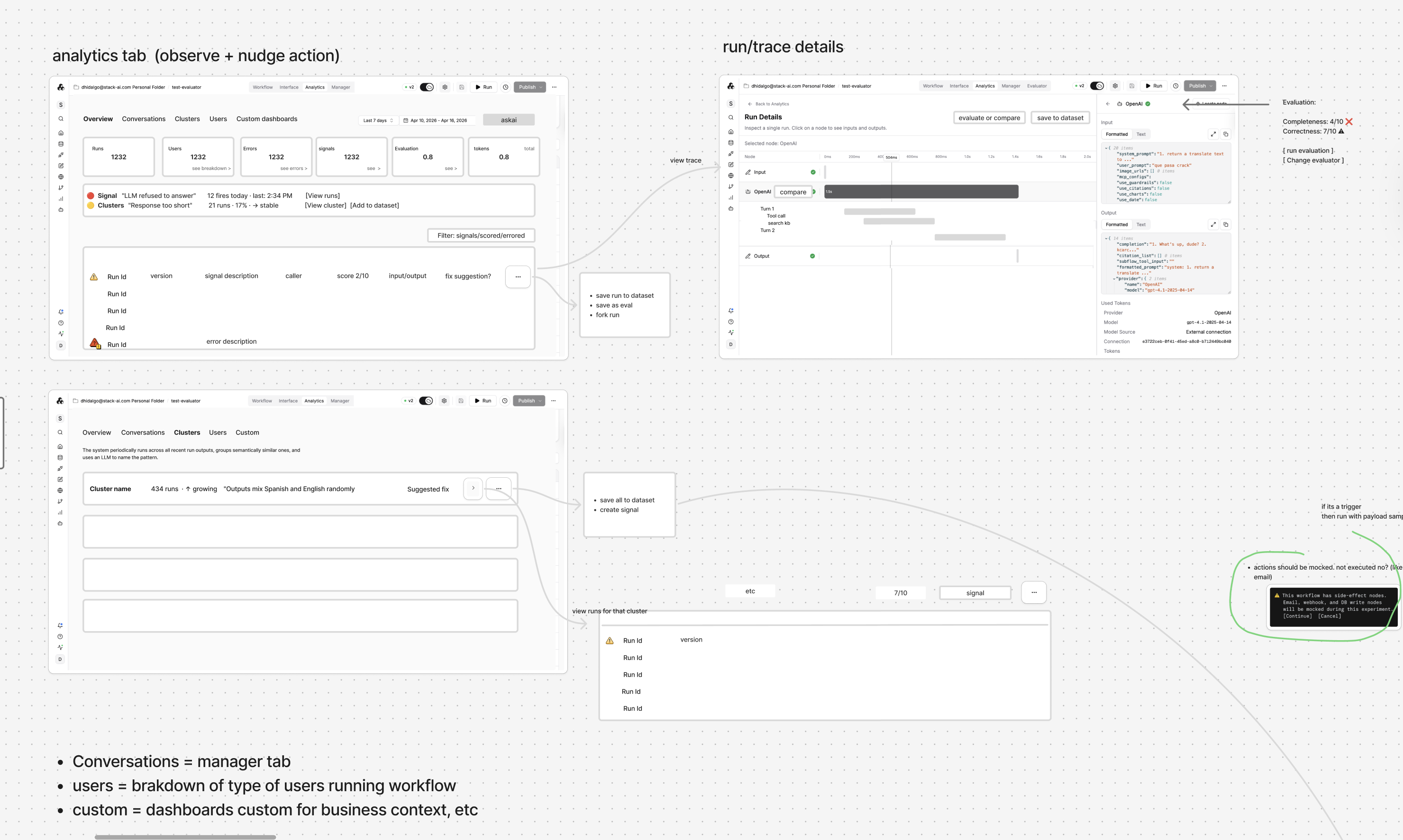 Analytics UI concept explorations