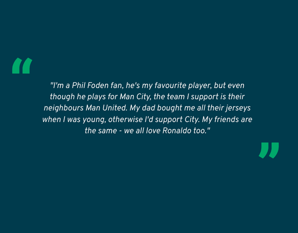User quotes from Gen Z football fans highlighting key insights